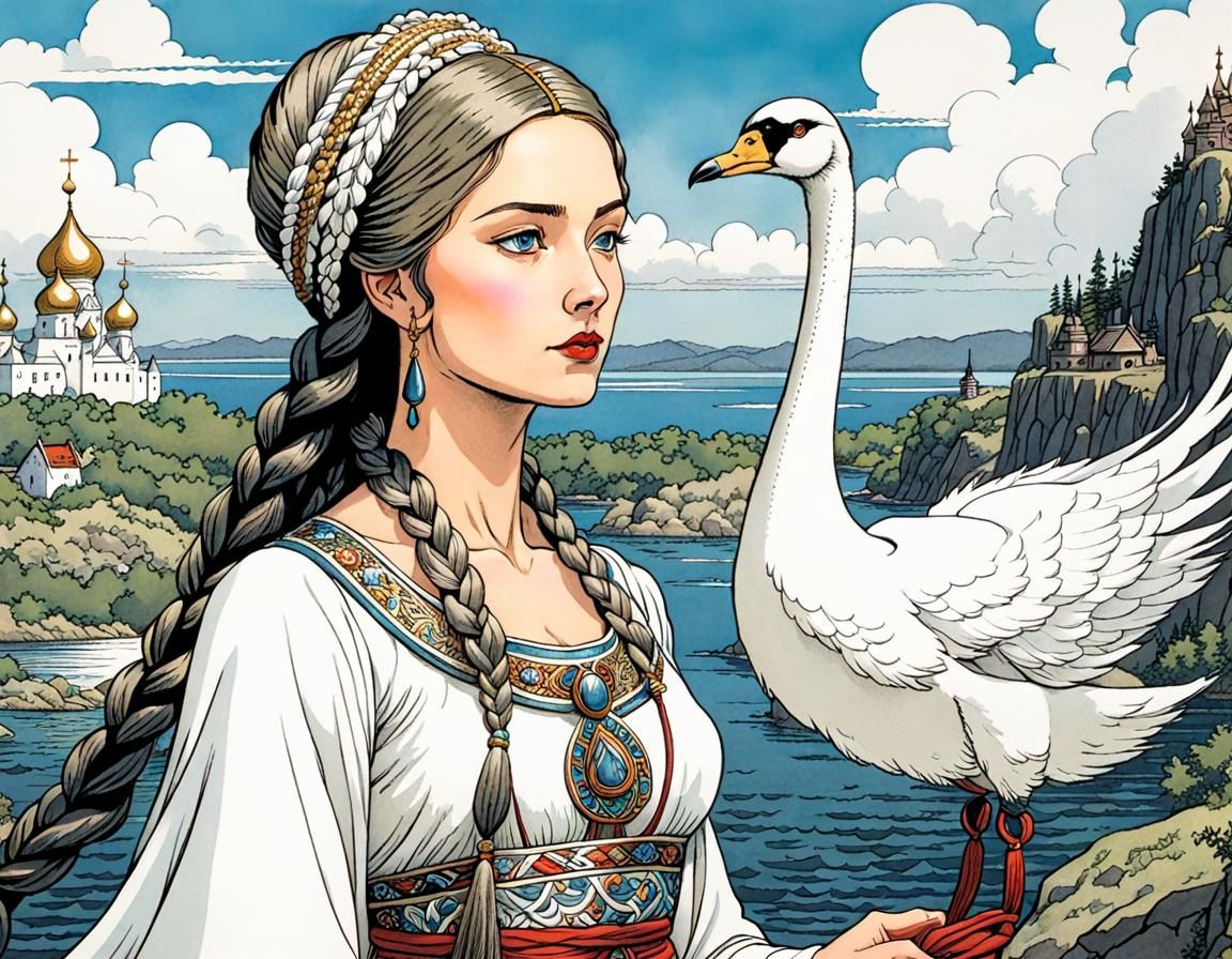 Slavic Princess-Mage Summons Spell by the Sea