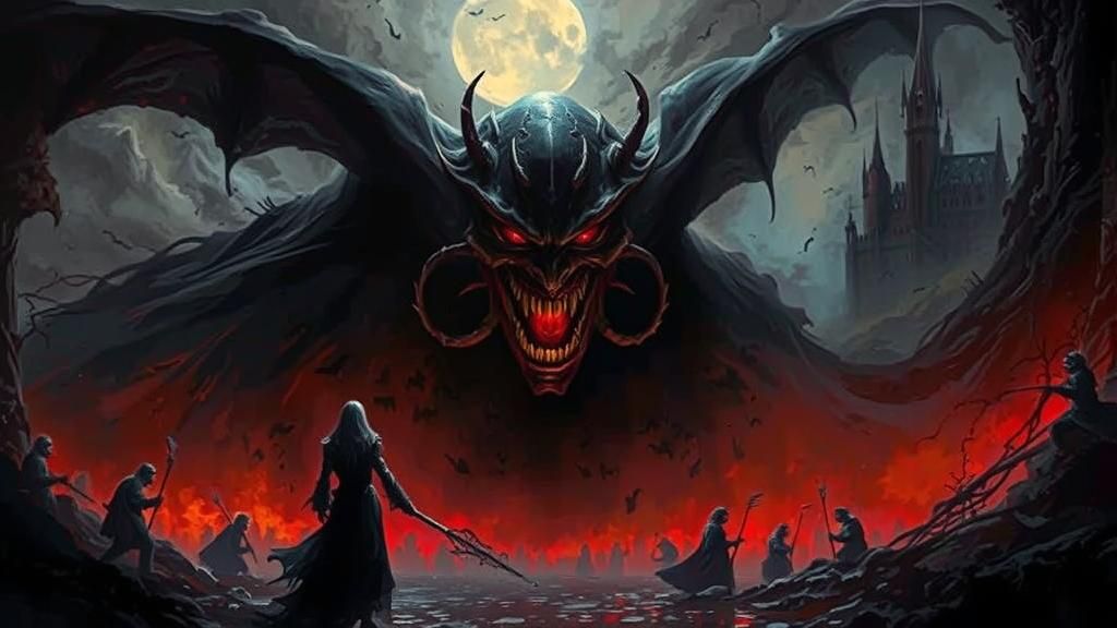 Terrifying Vampire in Ethereal Horror Oil Painting