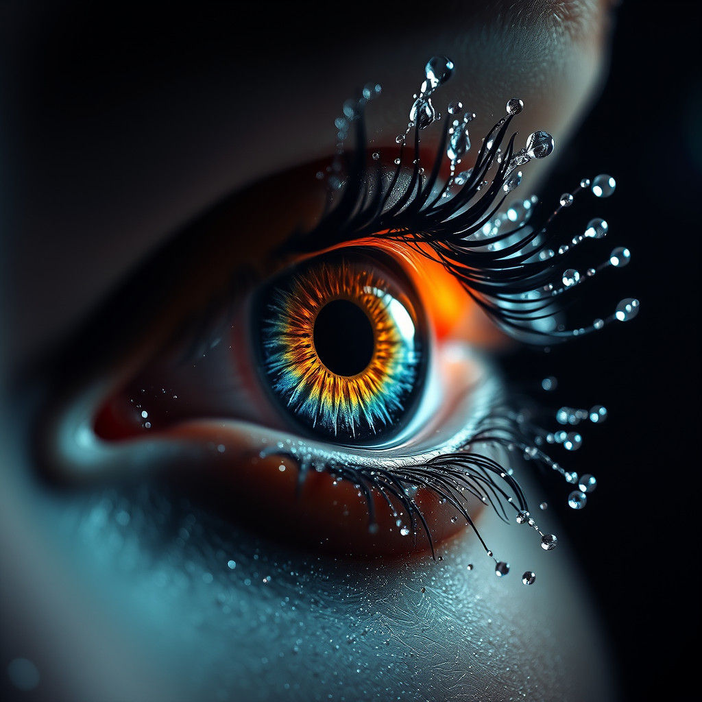 Intricate Eye in Space: Hyperrealistic Splash Art
