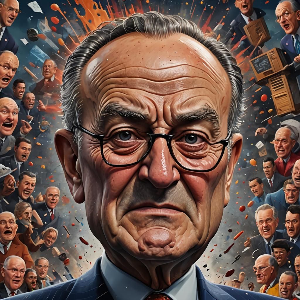 Crying Chuck Schumer Caricature: Fantasy Concept Art