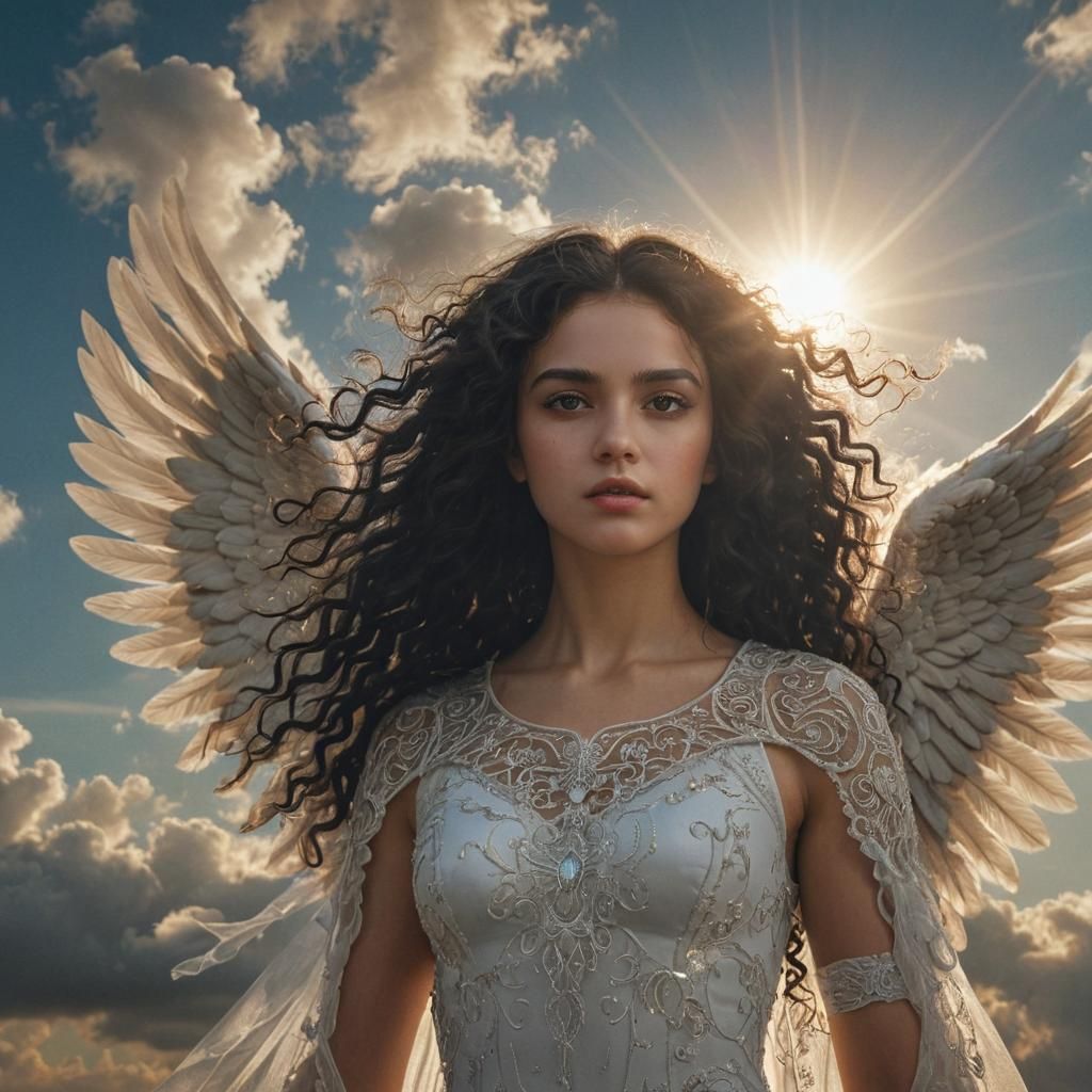 Ethereal Angel in the Clouds: Digital Matte Painting