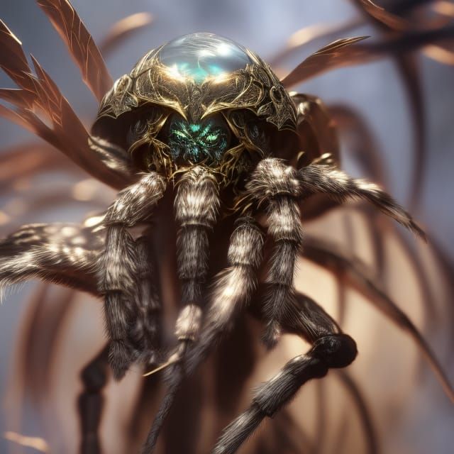 Horrifying Spider Emerges from Eye, Detailed Digital Art