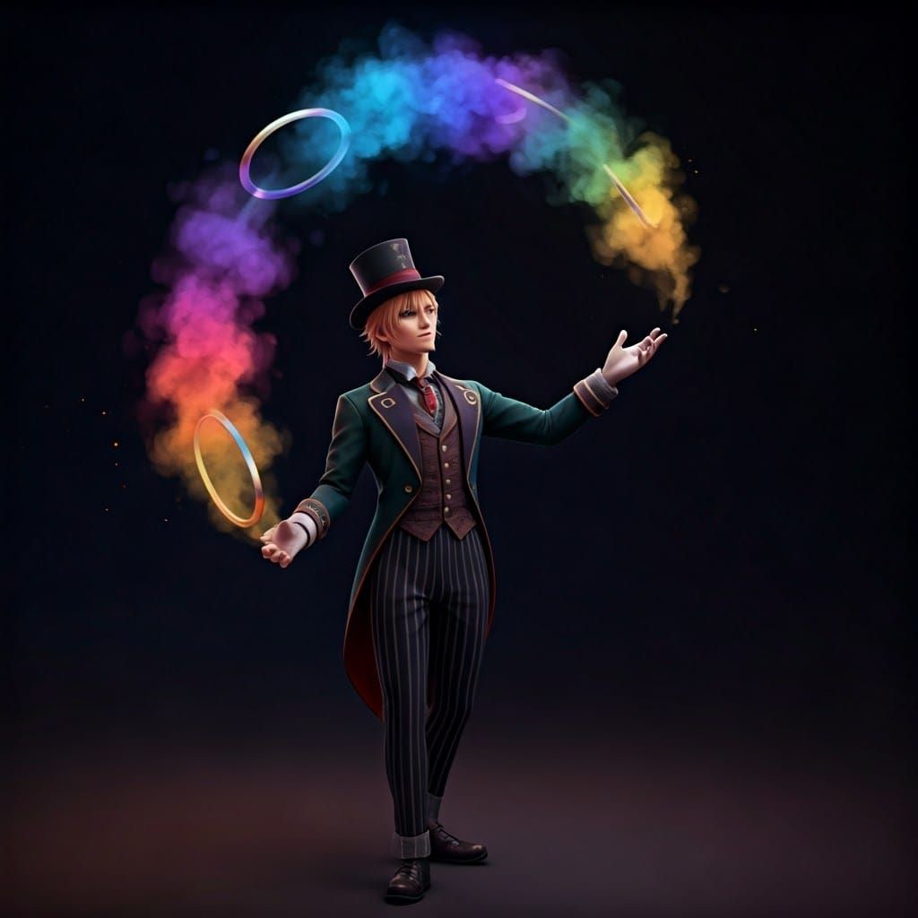 Anime Circus Juggler with Steam Rings