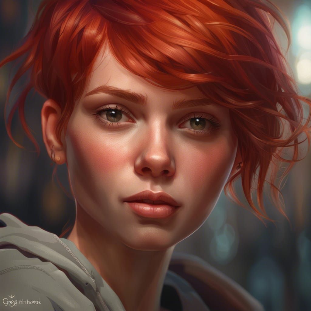 Red Haired Teen Portrait in Hyperdetailed Digital Art