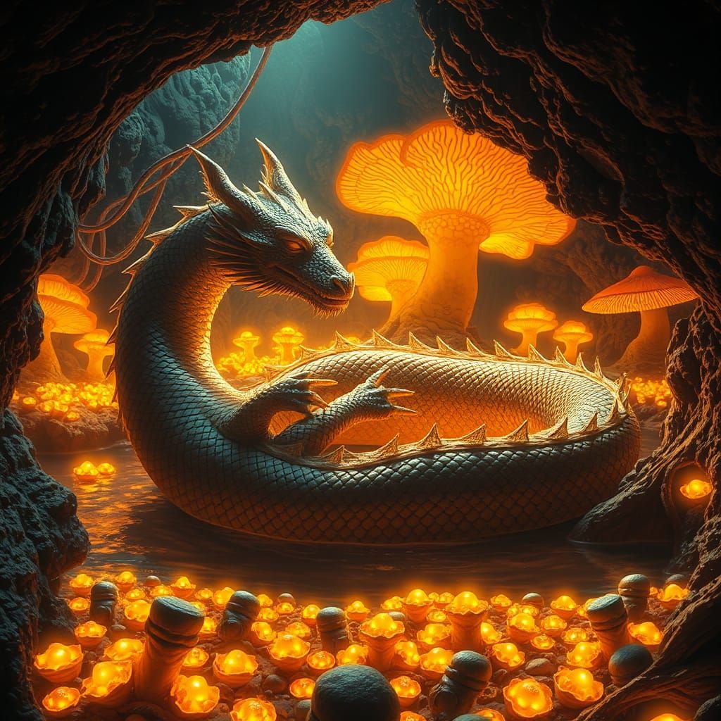 Ancient Dragon's Glimmering Undersea Cave