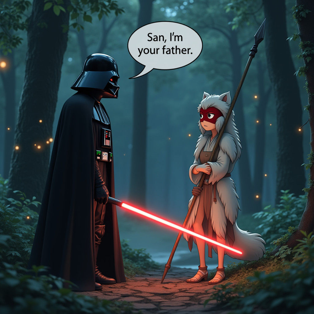 Darth Vader Meets Princess Mononoke in Forest