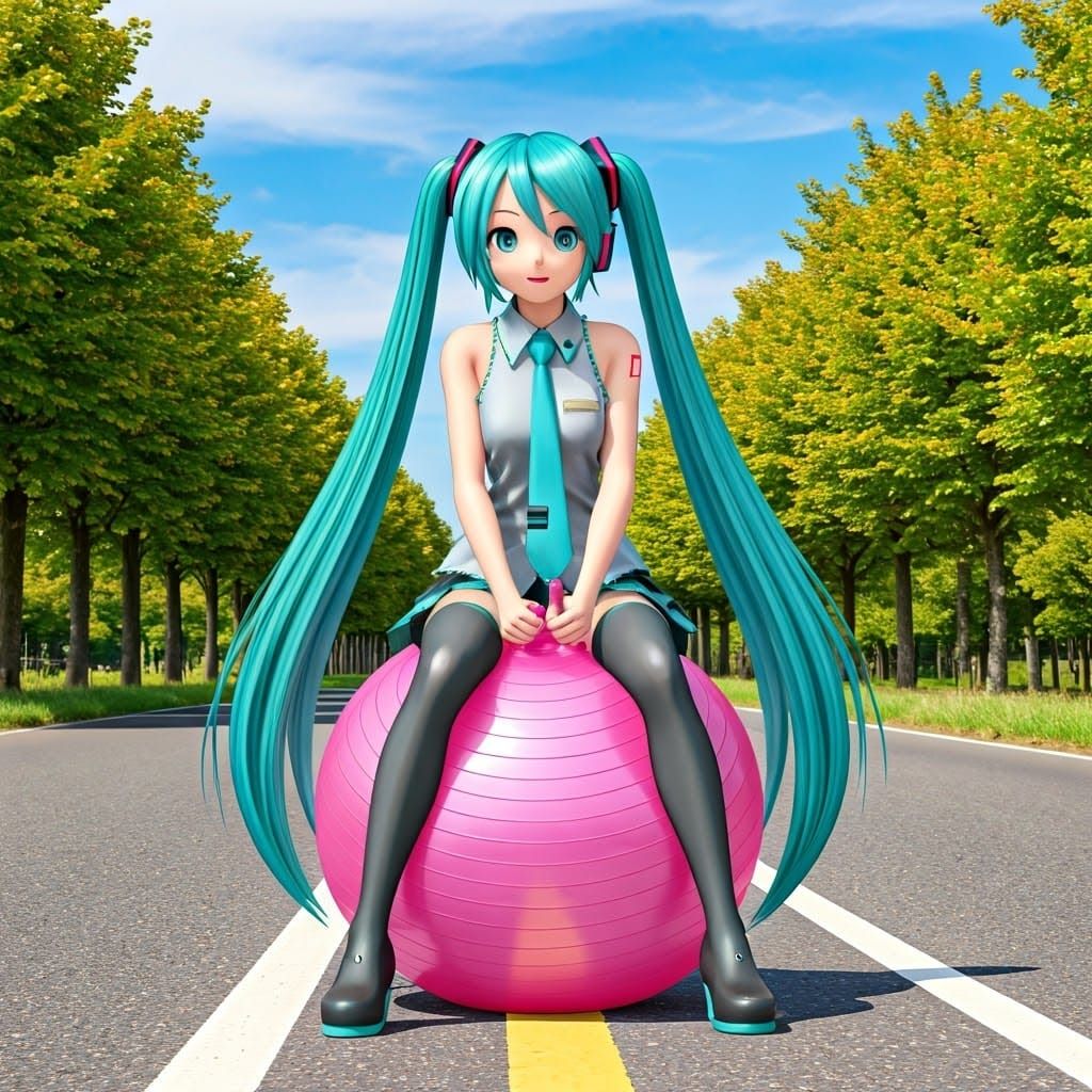 J-Pop Idol Hatsune Miku in a Vibrant Pink Setting