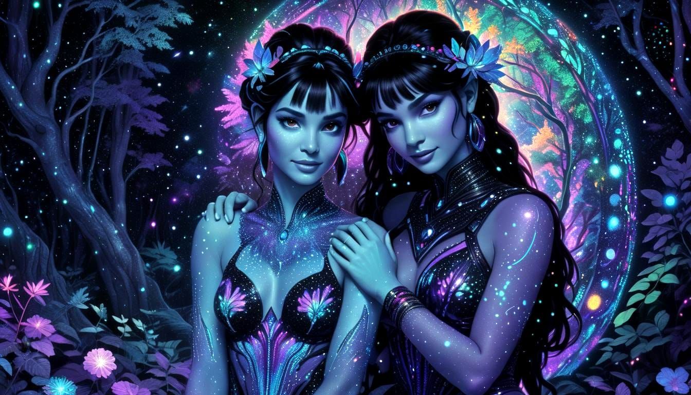 Avatar's Pandora Forest in Pointillism Style