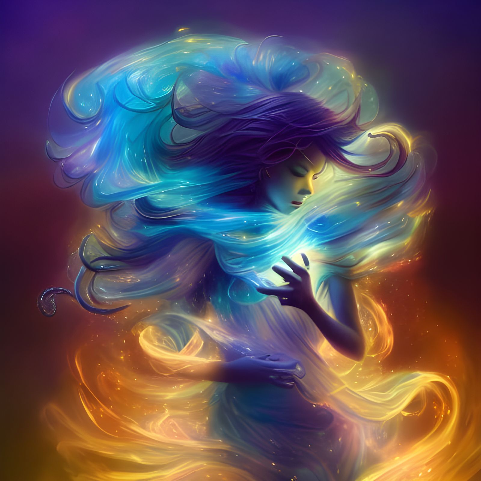 Wind Elemental Digital Art in Dittmann Style