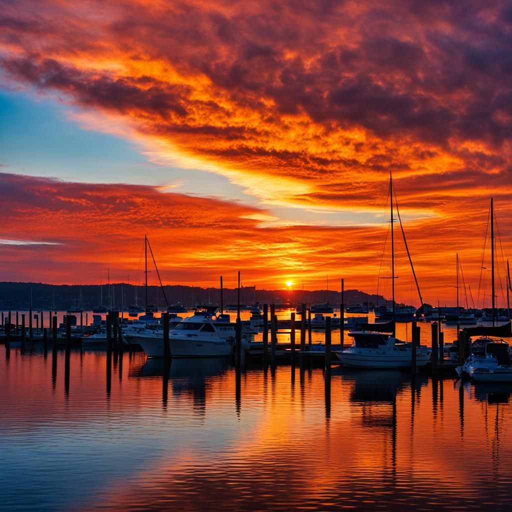 Picturesque Sunset Over Calm Bay