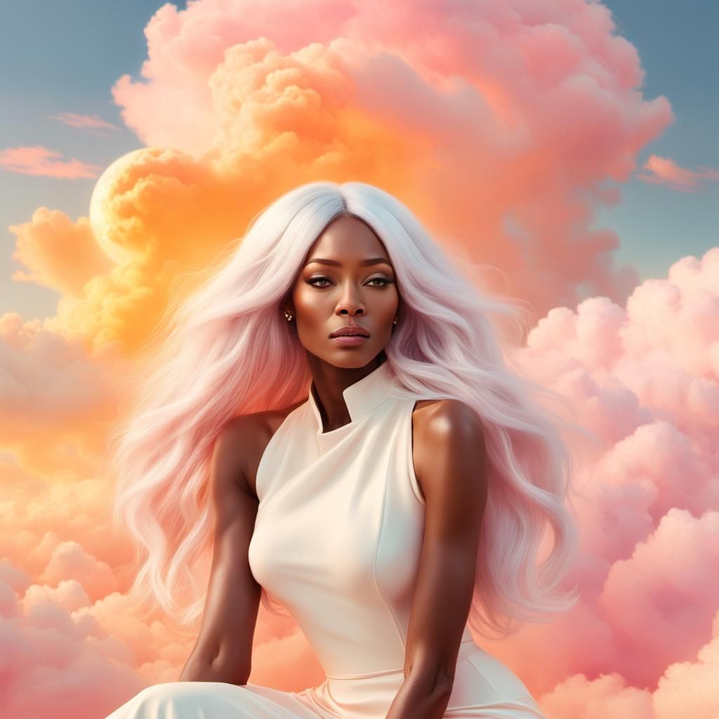 Dreamy Pastel Portrait on Clouds