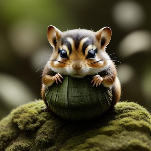 macro of a tiny fuzzy chipmunk