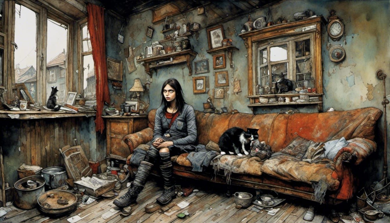 Young Woman Waiting at Home