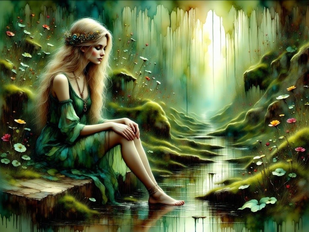 Norse Goddess in Mysterious Woodland Clearing