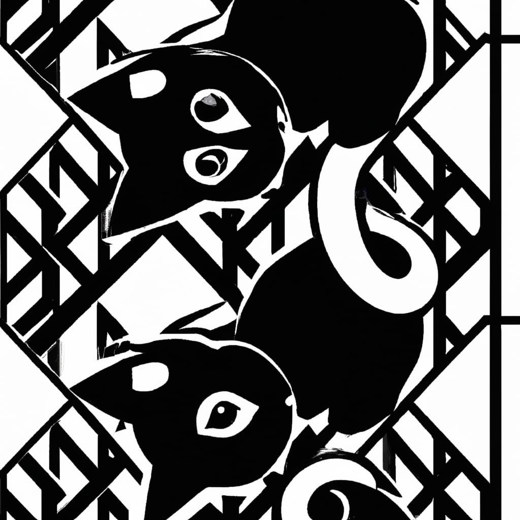 Escher-Style Black Cat Geometric Design