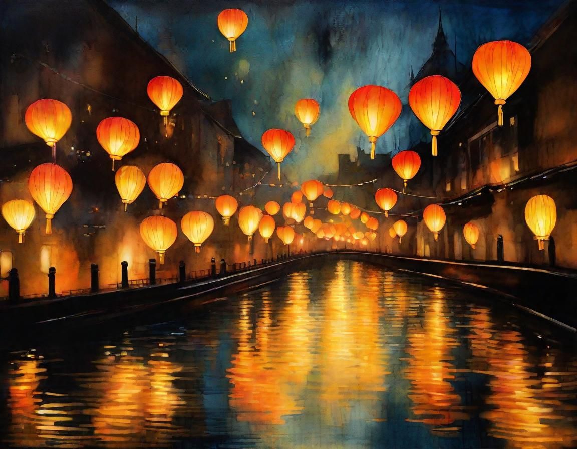 Glowing Lanterns Light Up Impressionist Nocturne