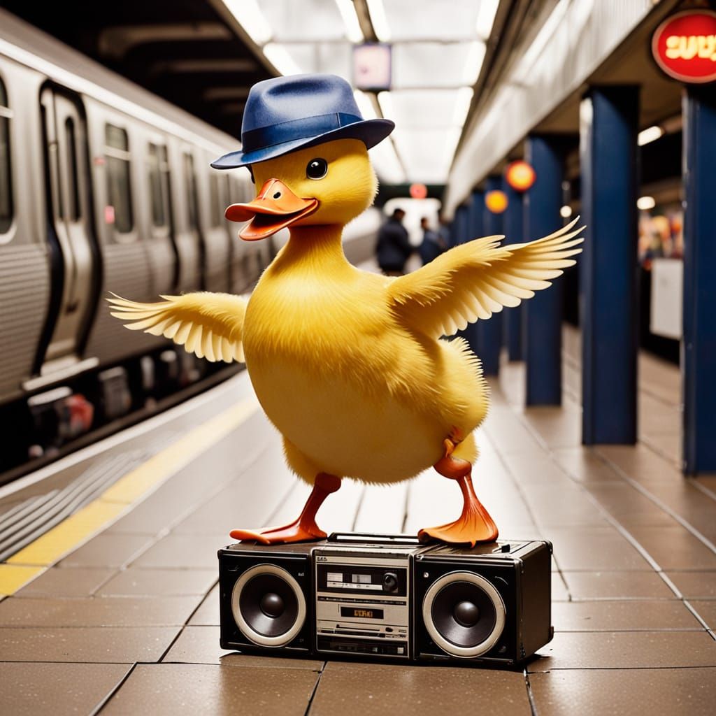 Dancing Duckling Performs on Subway Platform
