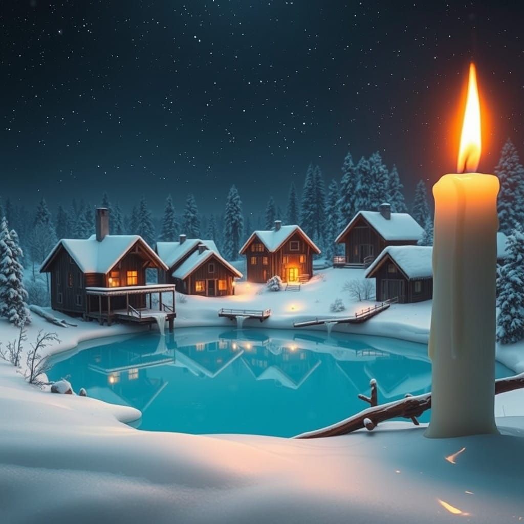 Majestic Milk Candle Scene in Winter Wonderland