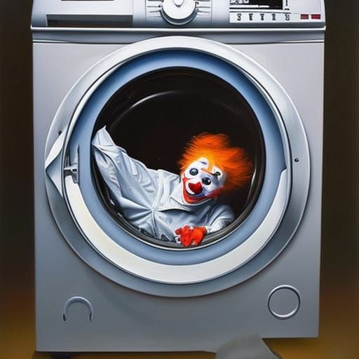 Clown's Misadventure: Oil Painting in a Washing Machine