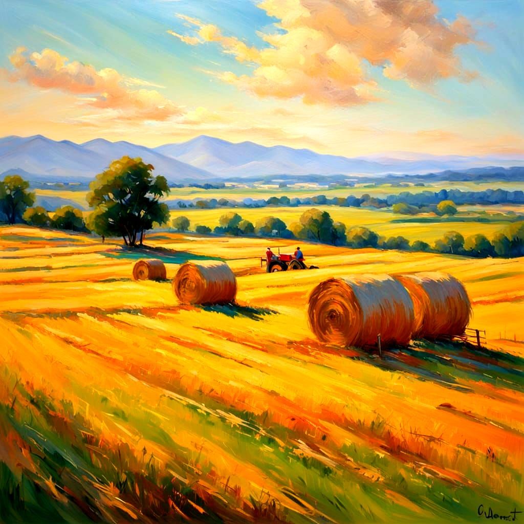 Hay Making Time: Rural Scene