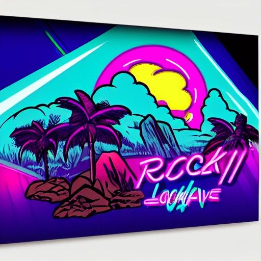 Synthwave Rockslide: Neon Retro Disaster Scene