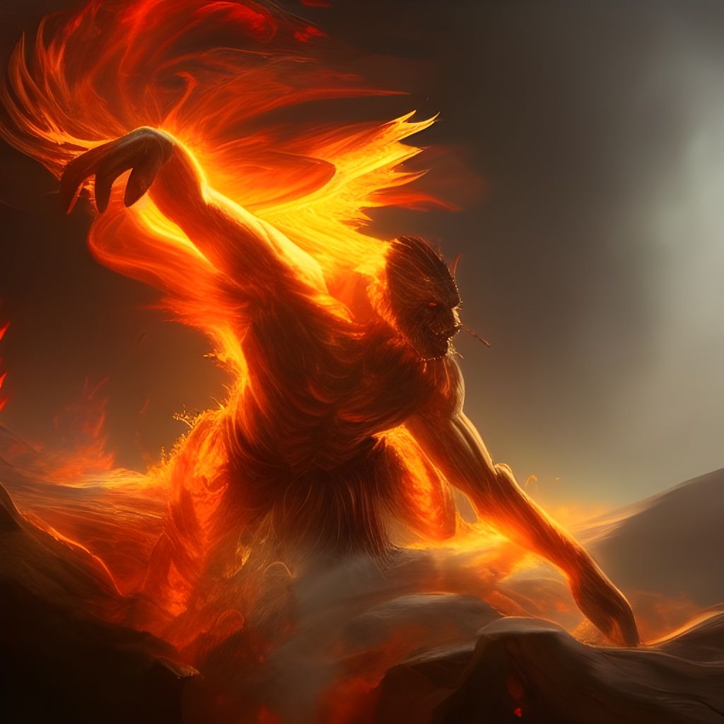 Epic Fire Elemental in Digital Matte Painting