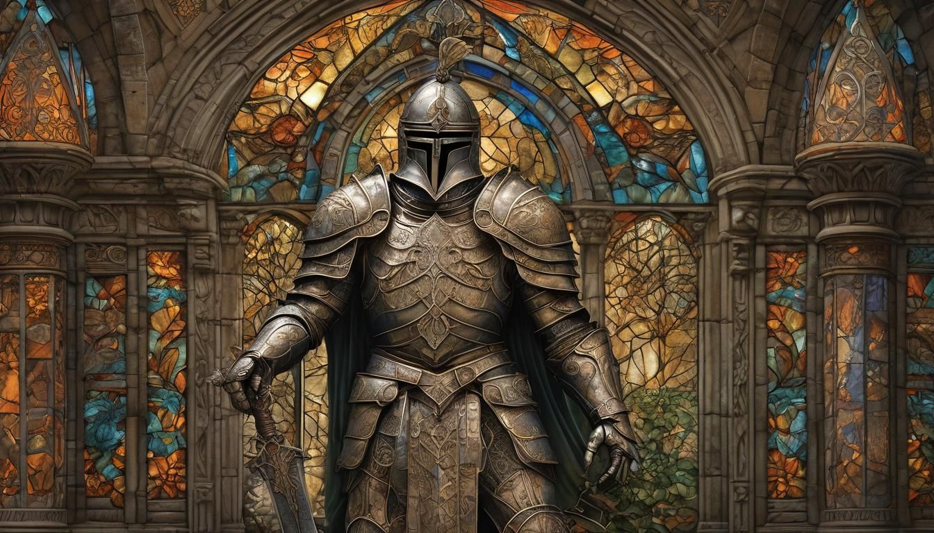 Mystical Guardian Knight in Stone Hall