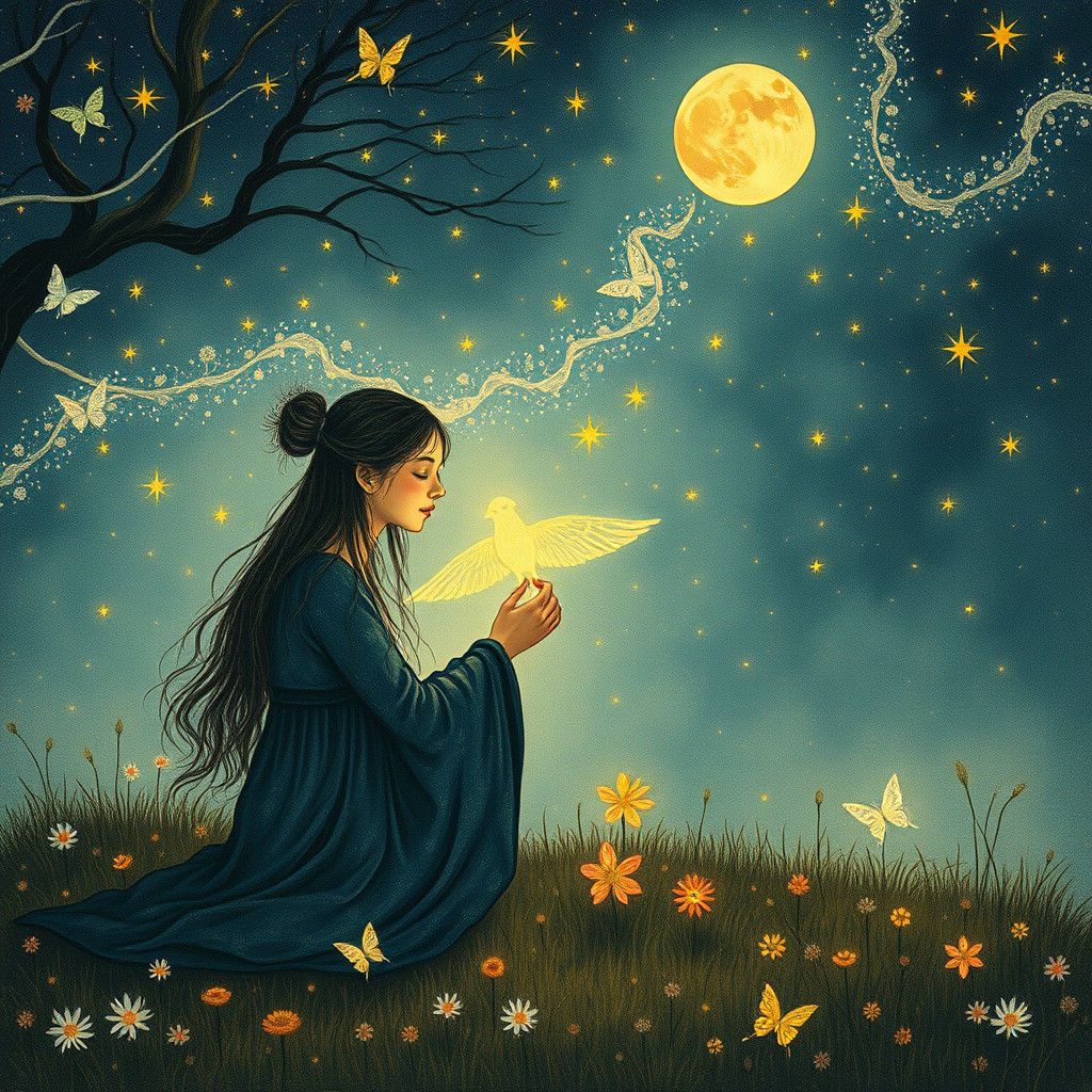 Celestial Beings in Ancient Wonder Digital Painting