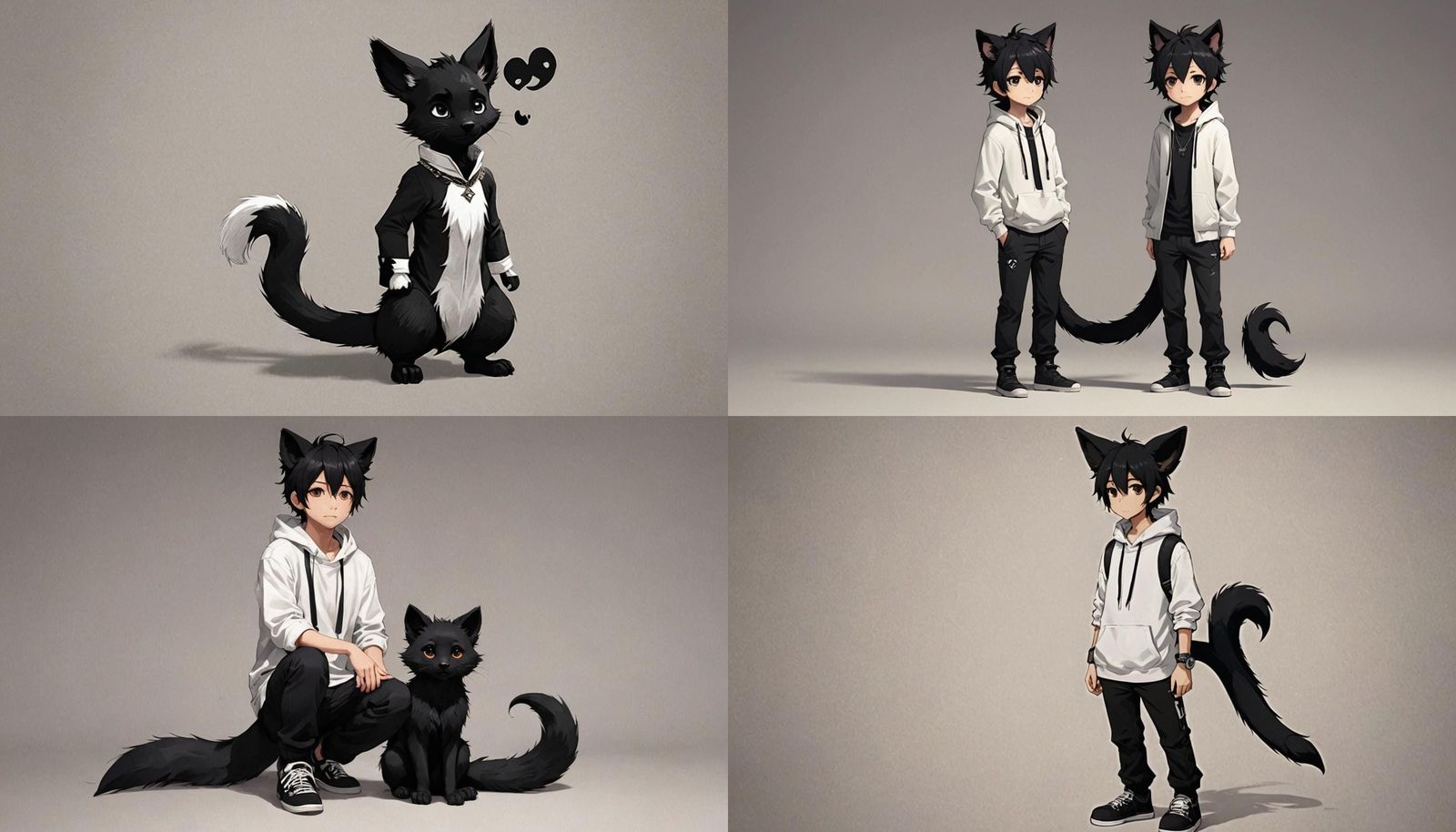 Cute Furry Boy with Black Ears and Tail