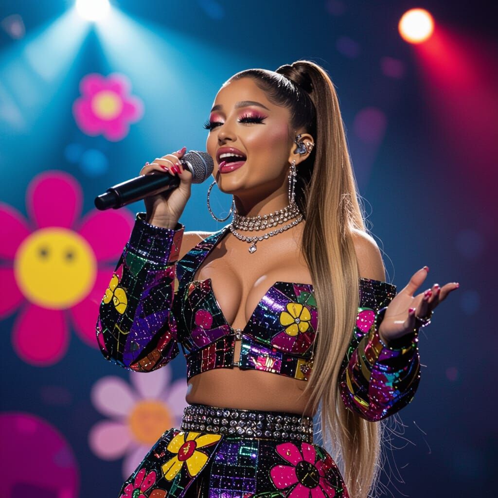 Singer on Stage: A Colorful Pop Art Performance