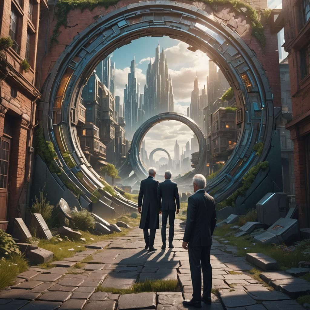 Dimensional Portal Connects Worlds in Detailed Painting