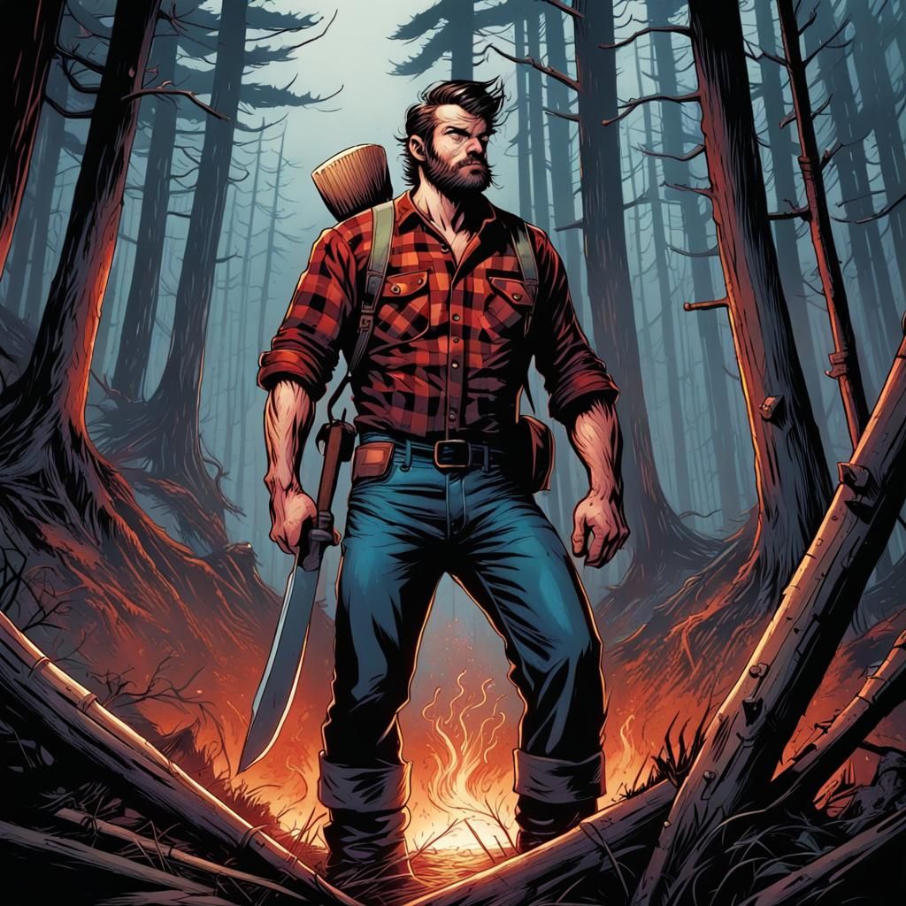 Lumberjack in Comic Book Art Style