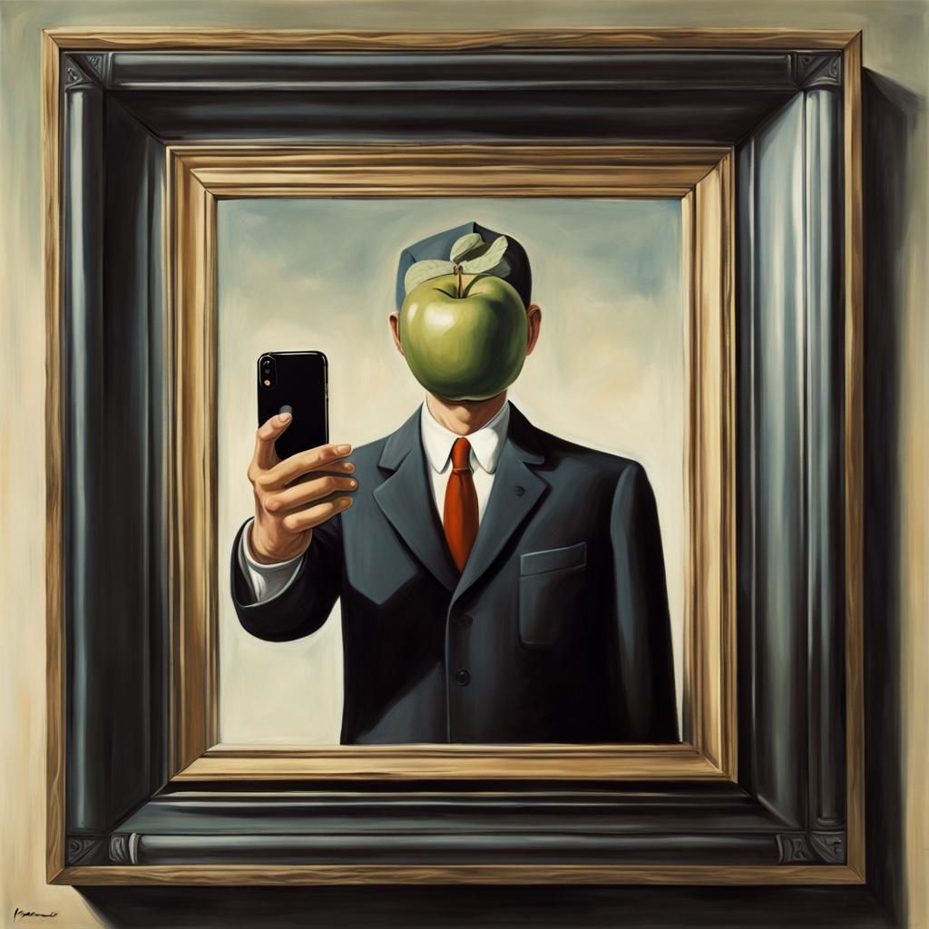Surreal Apple Portrait in Hyperrealistic Style
