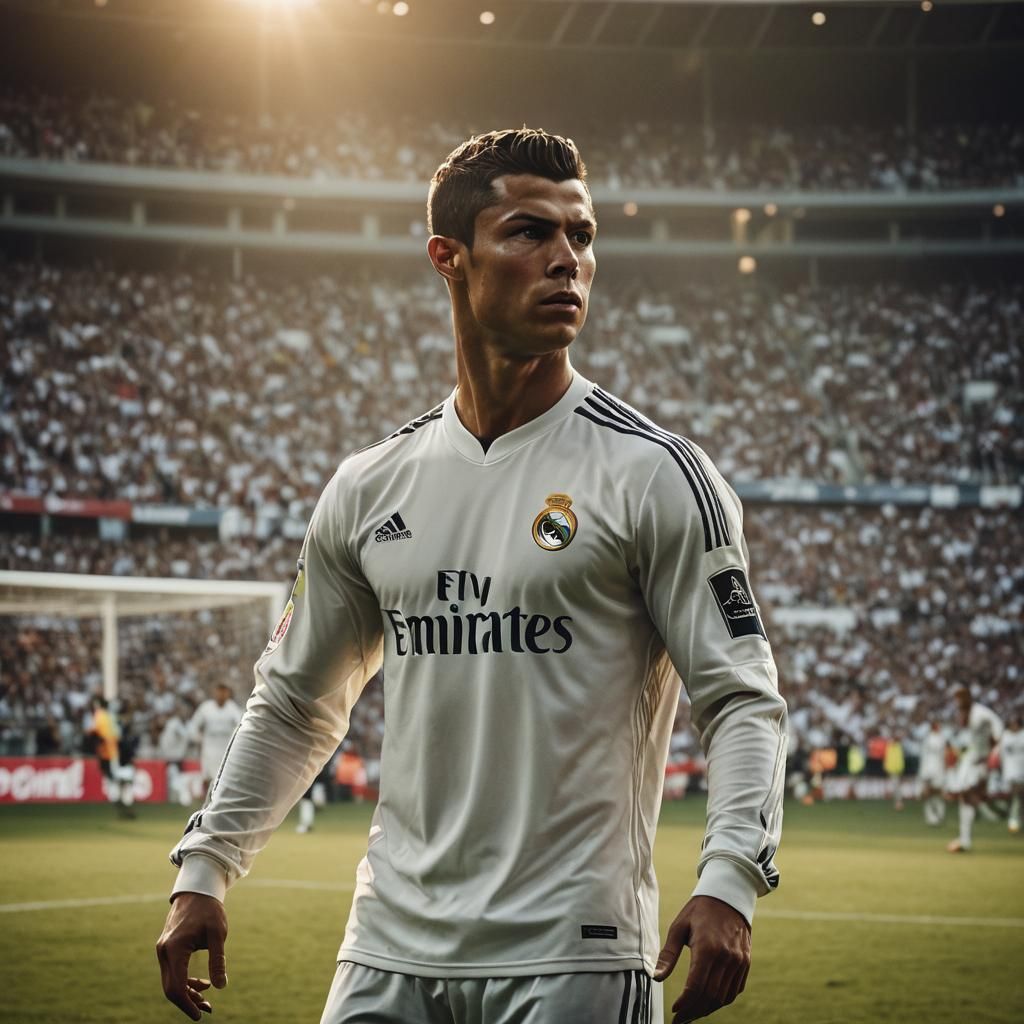 Cristiano Ronaldo on the Field in Golden Hour