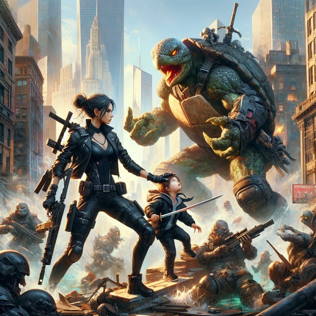 Superheroine Defends Child From Monster in New York