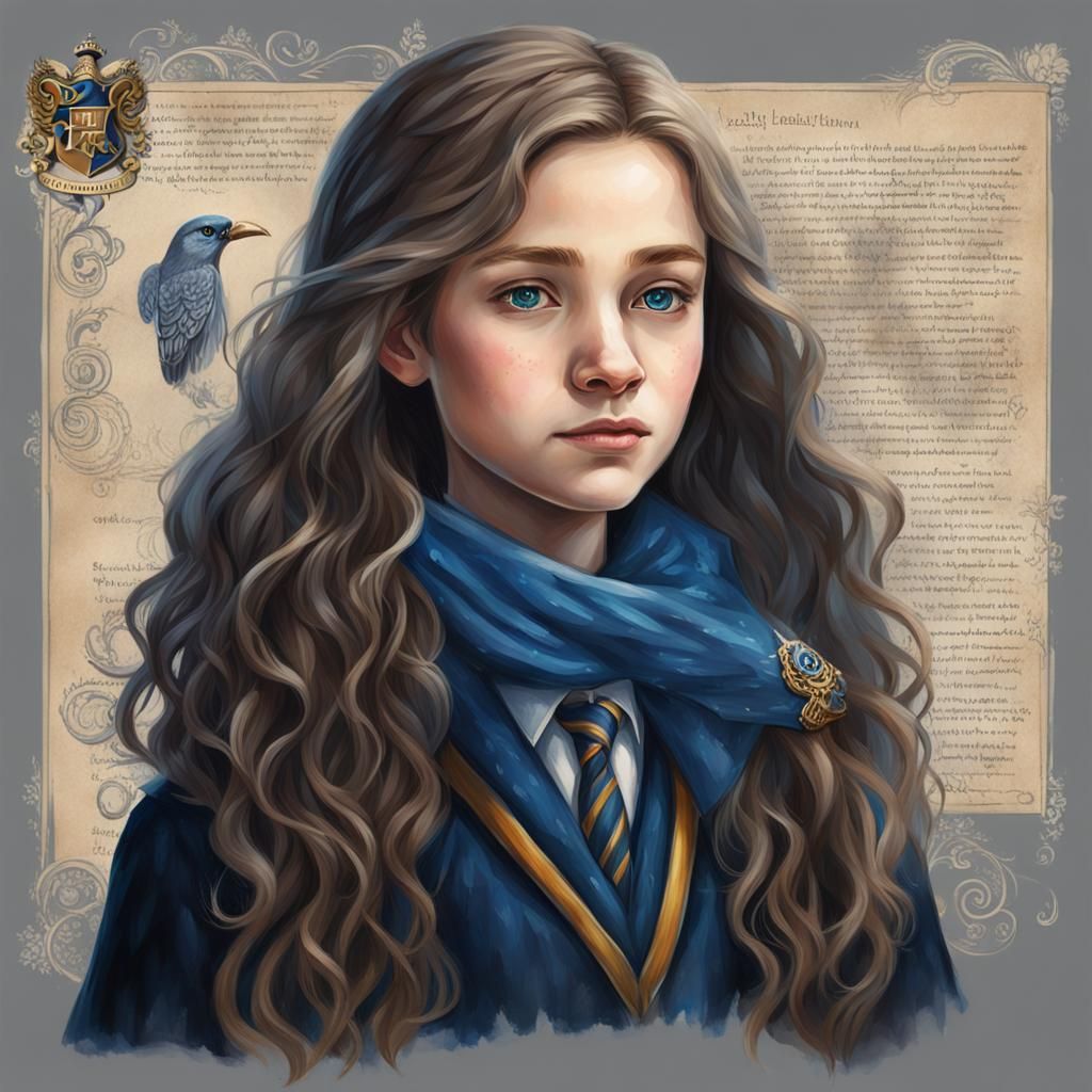 Young Ravenclaw Student Portrait in Magical Realism Style