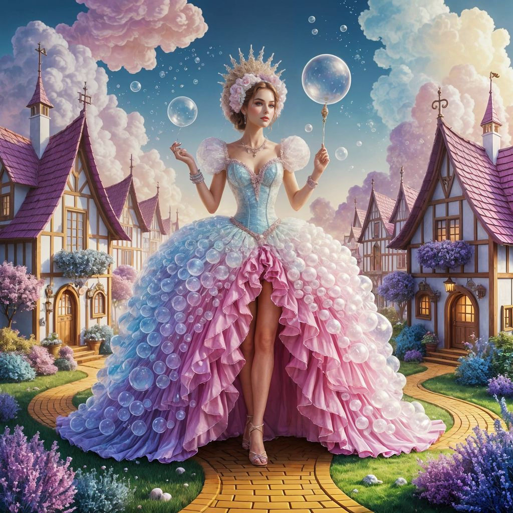 Iridescent Bubble Dress in Airbrush Fantasy Style