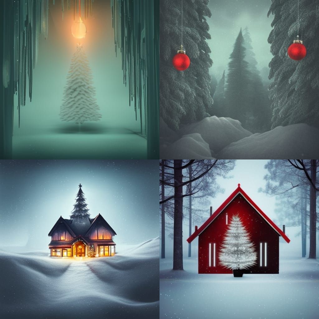 Minimalist Glitched Christmas Decoration in Scandinavian Sty...