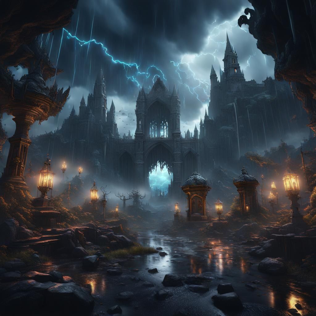 Dramatic Thunderstorm Scene in Detailed Matte Painting