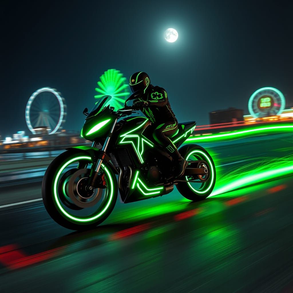 Electric Dreams on the California Coast: Neon Light Cycle in...