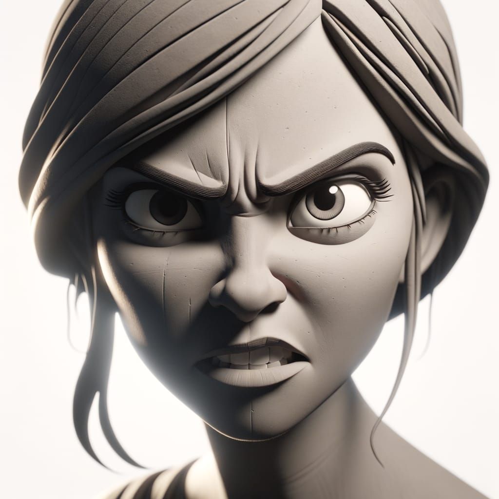 Determined South Asian Woman in Dramatic 3D Animation Style
