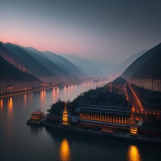 Dramatic Dusk on Yangtze River: Cinematic Photography