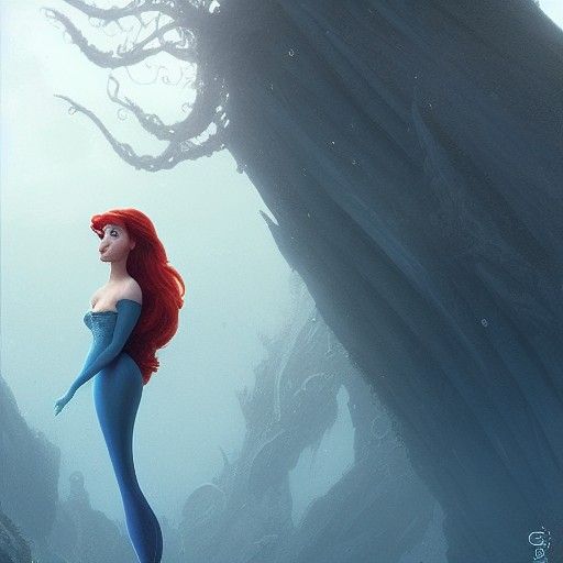 Sinister Spider-Legged Ariel: A Dark Mermaid Fantasy