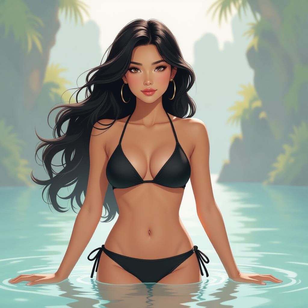 Charcoal Bikini Portrait Inspired by Masters