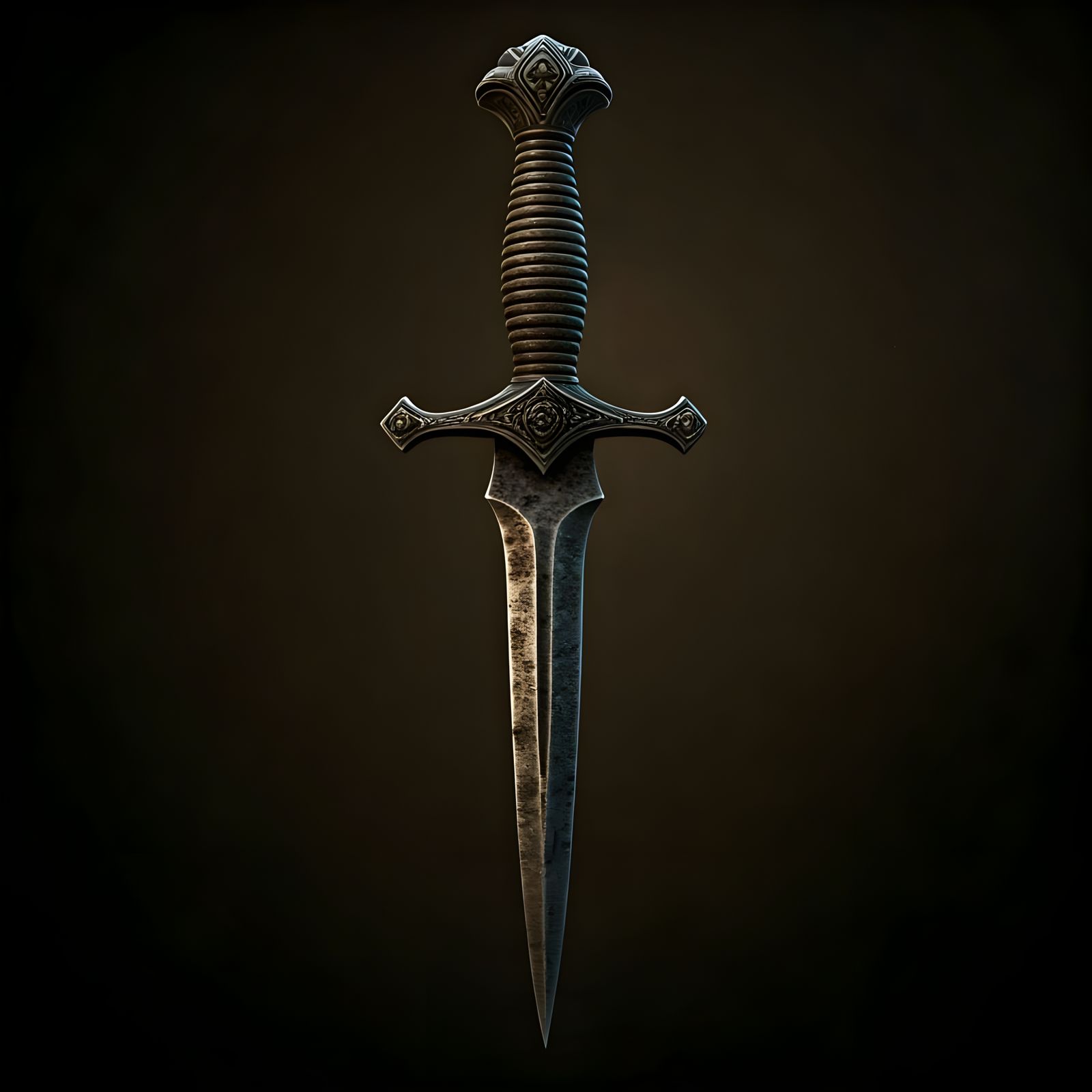 Ancient, Weathered Steel Dagger with Intricate Details