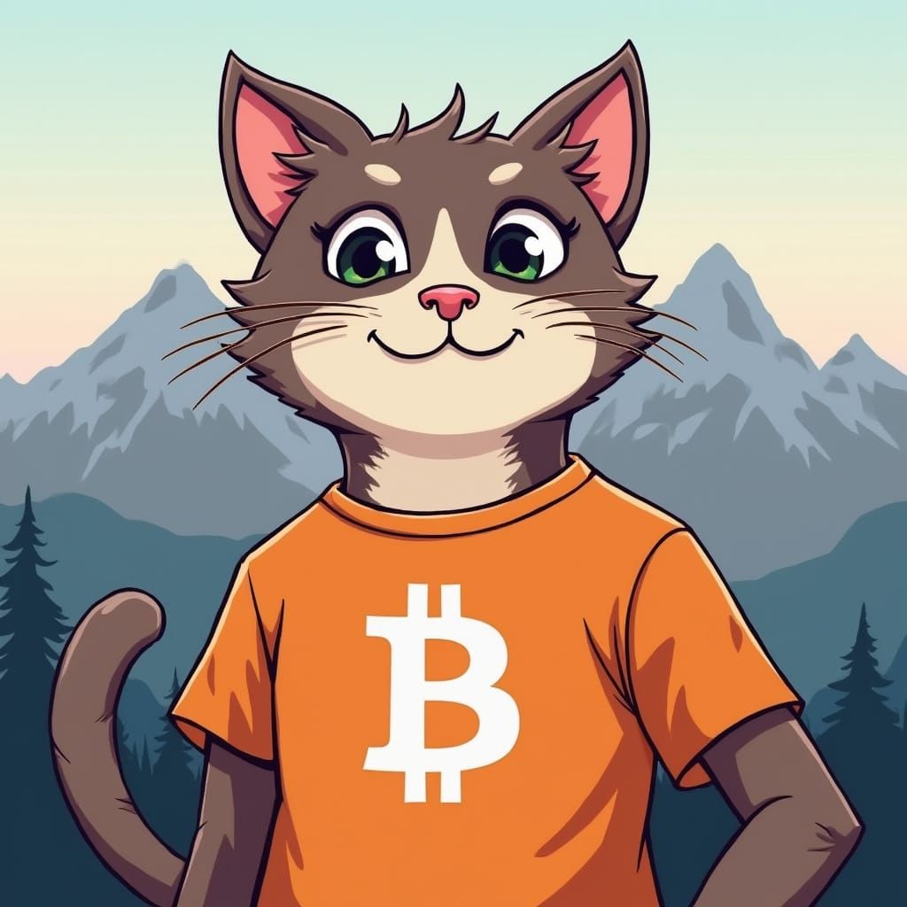 Pixel Cat Radiates Wealth in Bitcoin Fashion, Majestic Mount...