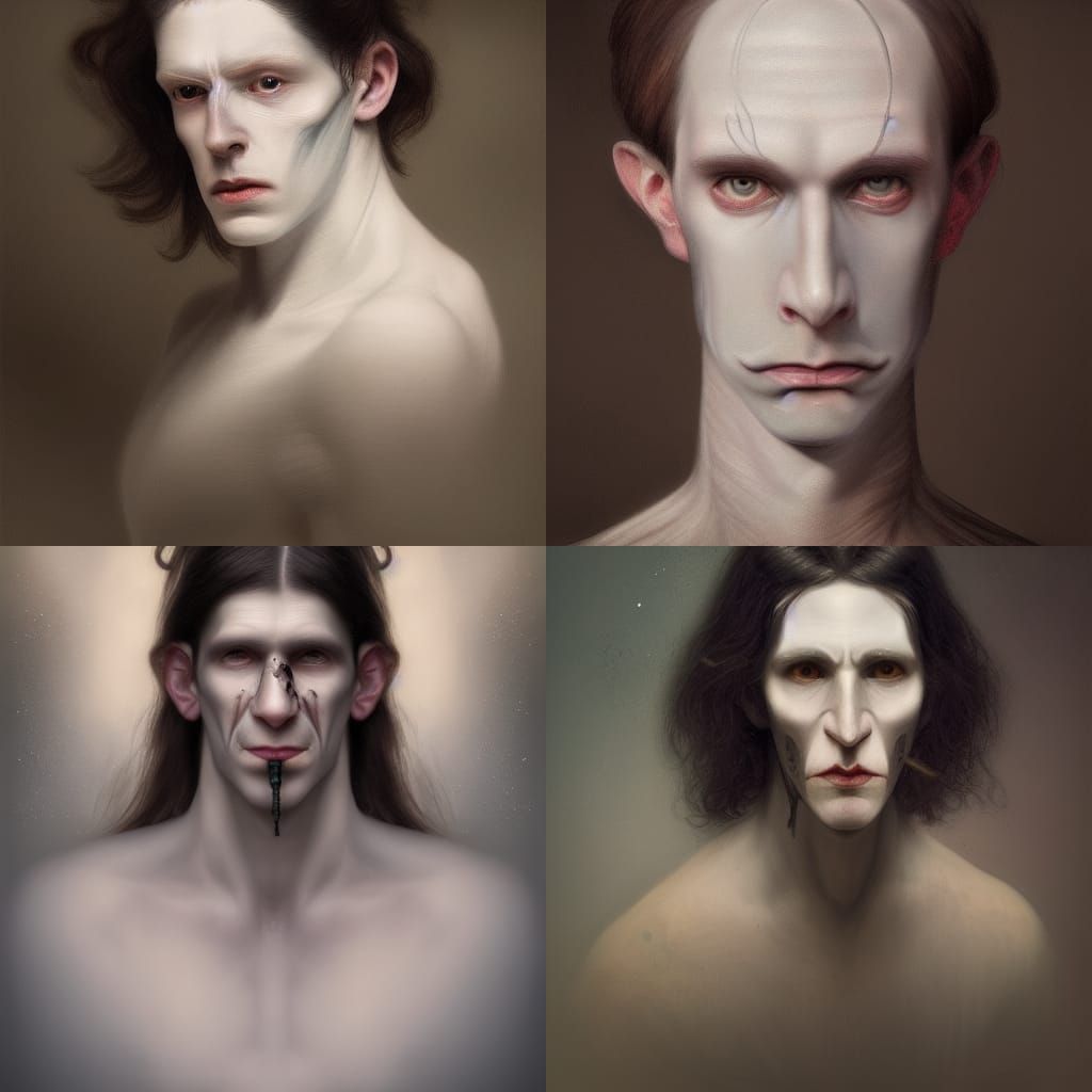 Victorian Portrait of Pale Man in Hyperrealism Style