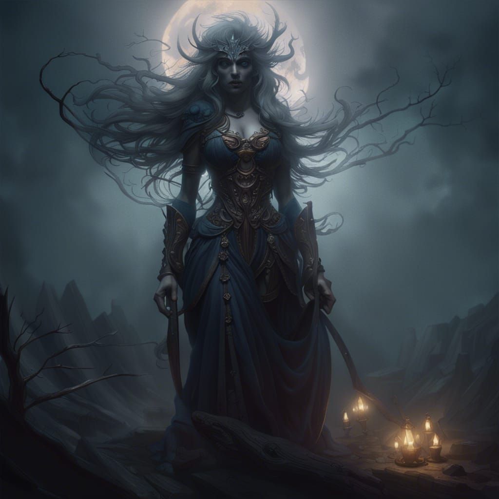 Banshee in Fog: Dark Fantasy Concept Art