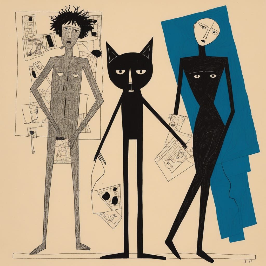 Evocative Sketch of Dark, Chaotic Scene on Scrap Paper