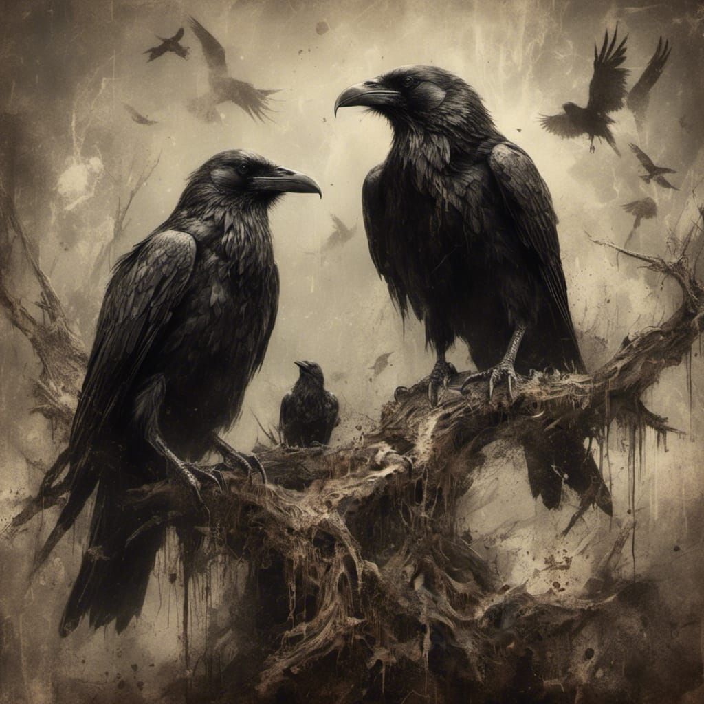 Odin's Ravens in Macabre Style